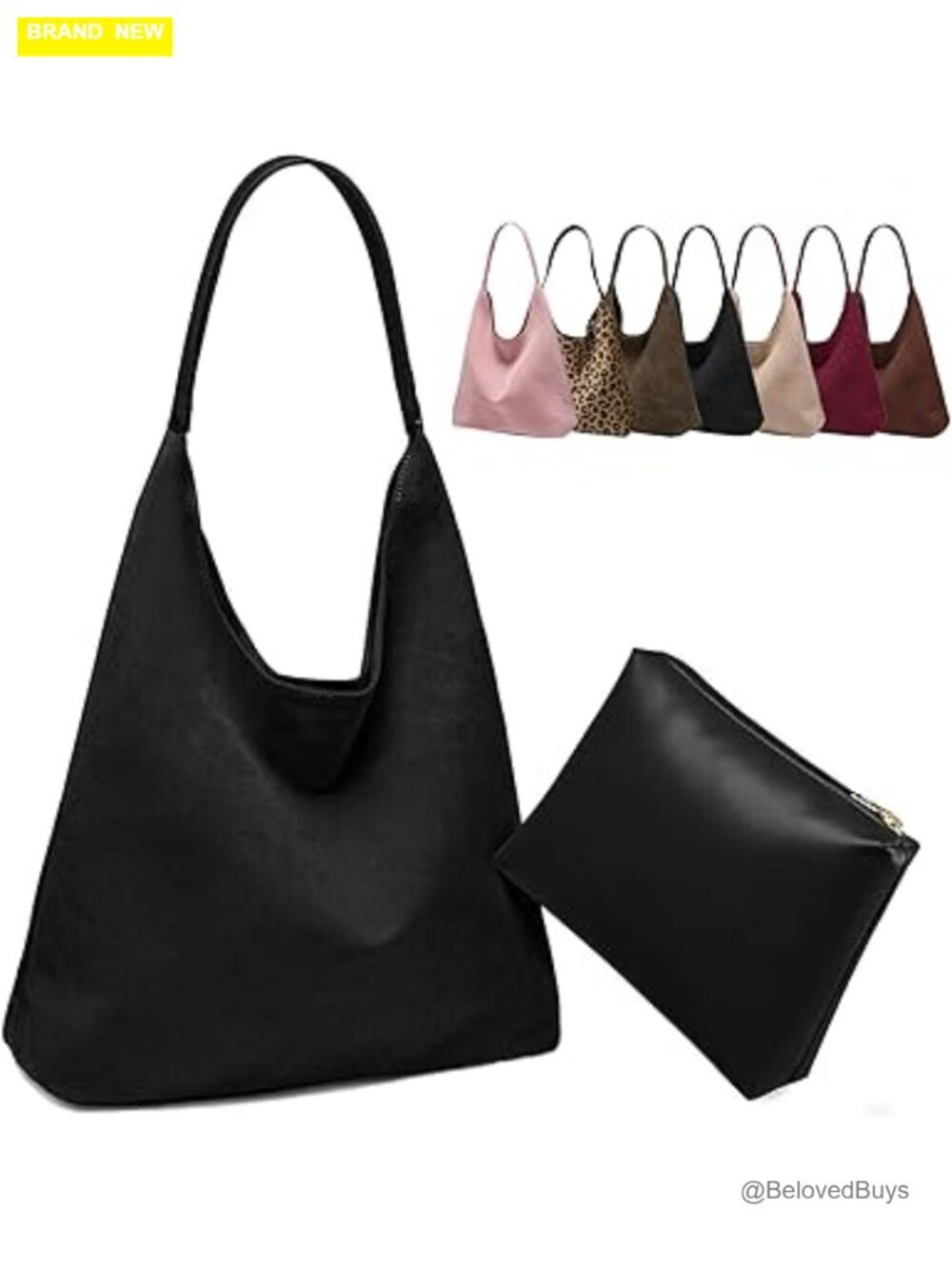 Large Work Tote, Boho Slouchy Faux Suede Purse Handbag
